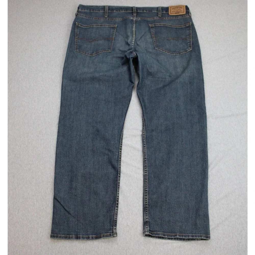 Levis Jeans Mens 40 x 30 Blue Cotton Blend Stretch Straight Signature‎ Gold